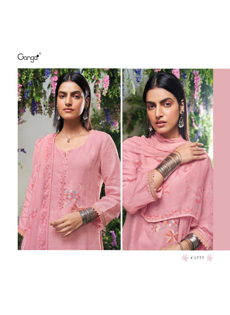 Shelah By Ganga Linen Solid Embroidery Dress Material Wholesale Market IN Surat